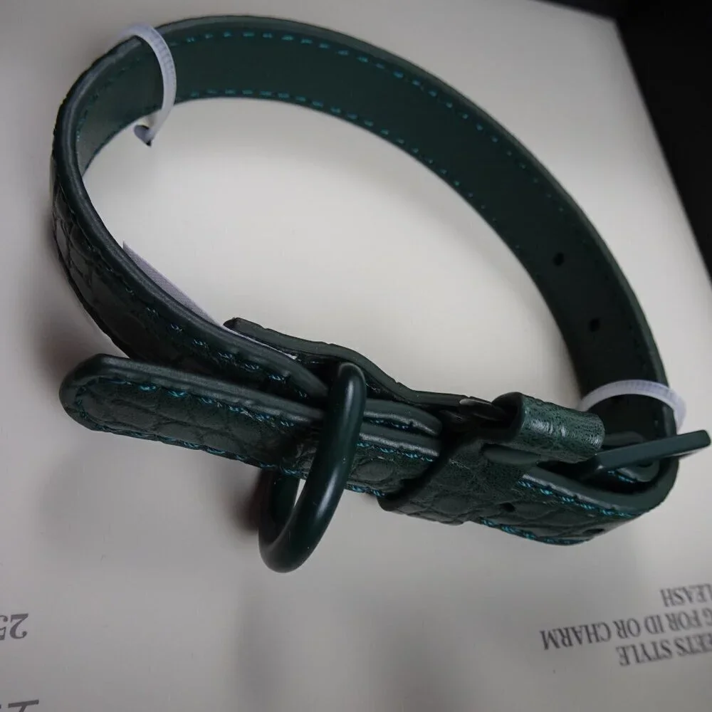 Southern Living Faux Leather Dog Collar Size XS / SMALL Green Adjustable